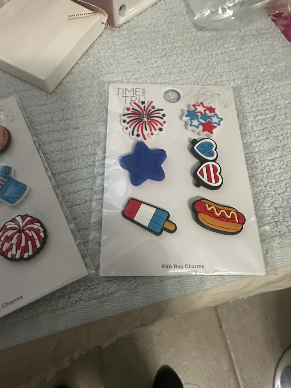 Time and Tru Kids EVA Bag Charms — Red, Blue, White, Yellow, Brown